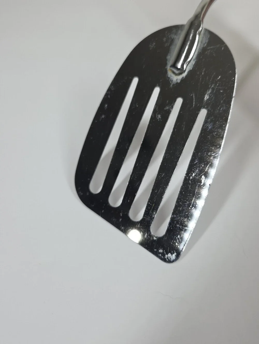 Vtg Ekco Angled Slotted Spatula Green Handle Chromium Plated 4 Slot